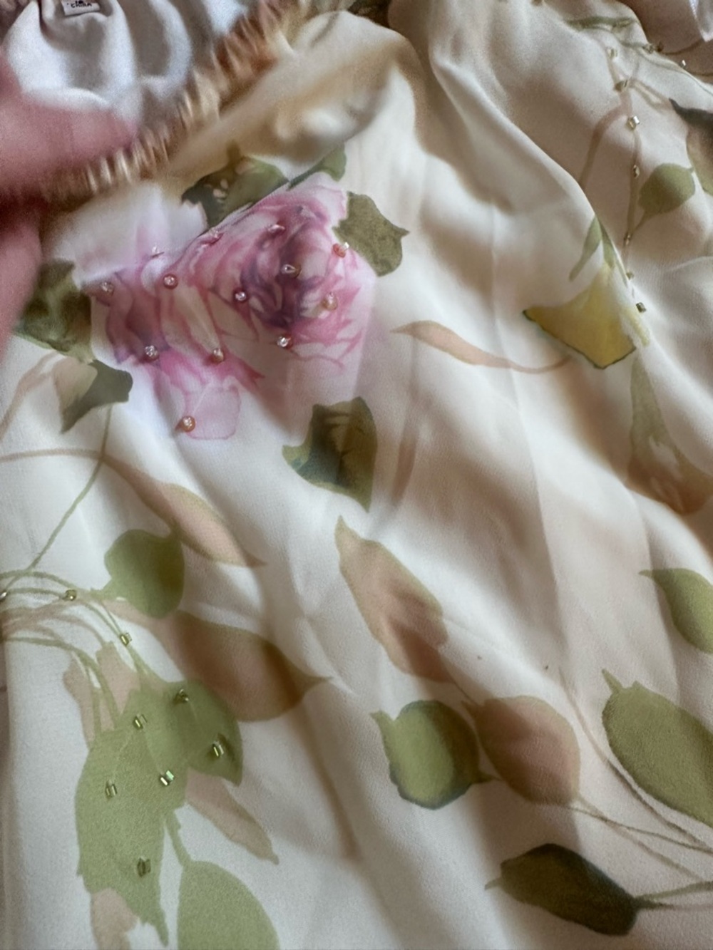 Floral Handkerchief Hem Skirt - Cream with Pastel Florals - Picture 3 of 5